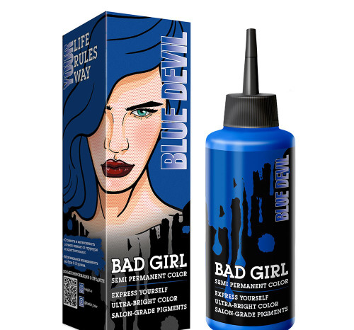 شامپو رنگ مو فانتزی برند دختر بد BAD GIRL BAD GIRL Color Shampoo انتخاب رنگ : Blue Devil